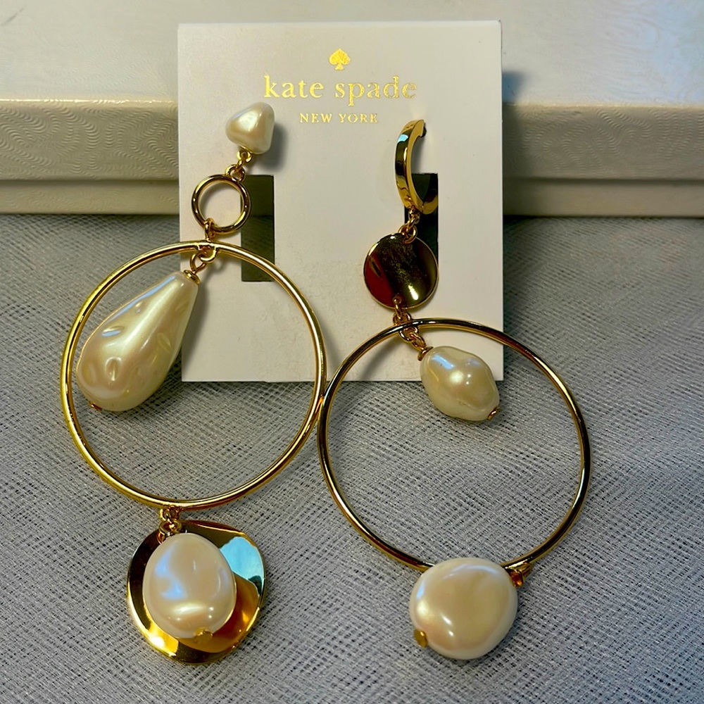 Kate Spade Gold and Pearl pierced earrings